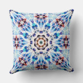 ブルー万華鏡のように千変万化するパターンの織り物と織り物のミックス クッション (裏面)