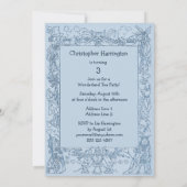 ブルー不機嫌ハッターズワンダーランド誕生日ティーパーティー 招待状 (裏面)