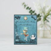 ブルー不機嫌ハッターワンダーランドティーパーティーブライダルシャワー 招待状 (スタンド正面)