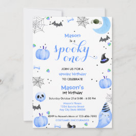 ブルー不気味幽霊1歳の誕生日 招待状