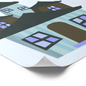 ブルー不気味誕生日ウェルカムサイン ポスター (角)