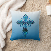 ブルー中世クロス装飾用クッション クッション (ブランケット)
