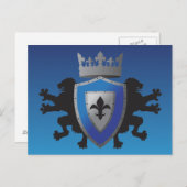 ブルー中世ライオン紋章はがき ポストカード (正面/裏面)