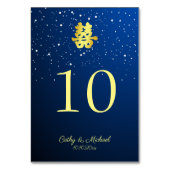 ブルー中国のの星の夜の二重の幸せ テーブルナンバー (裏面)