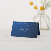 ブルー中国のの星の夜の二重の幸せ プレイスカード (裏面)