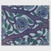 ブルー中国のスにおける花柄ラッピング紙 ラッピングペーパー (フラット)