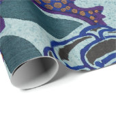 ブルー中国のスにおける花柄ラッピング紙 ラッピングペーパー (ロールコーナー)