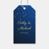 ブルー中国のス結婚の雪片の二重の幸福 ギフトタグ (裏面)