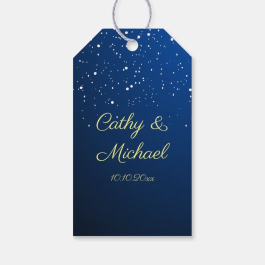 ブルー中国のス結婚の雪片の二重の幸福 ギフトタグ (裏面)