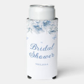 ブルー中国のフローラモダンブライダルシャワーカスタム スリム缶クーラー (Seltzer正面)