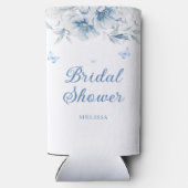 ブルー中国のフローラモダンブライダルシャワーカスタム スリム缶クーラー (裏面)