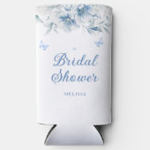 ブルー中国のフローラモダンブライダルシャワーカスタム スリム缶クーラー (正面)