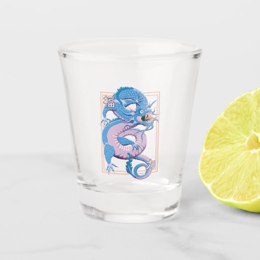 ブルー中国の・ドラゴン ショットグラス (正面)