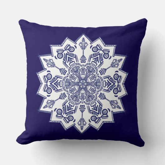 ブルー中国マンデラ クッション (正面)