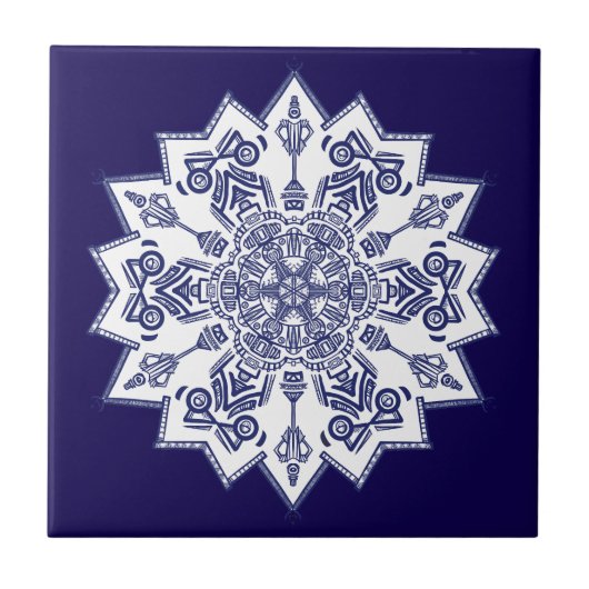 ブルー中国マンデラ タイル (正面)