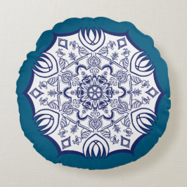 ブルー中国マンデラ ラウンドクッション
