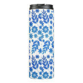 ブルー中国手描き花柄&モノグラム タンブラー (裏面)