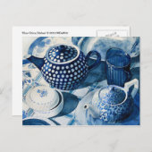 ブルー中国料理はがき ポストカード (正面/裏面)