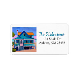 ブルー予測できなビーチハウス ラベル