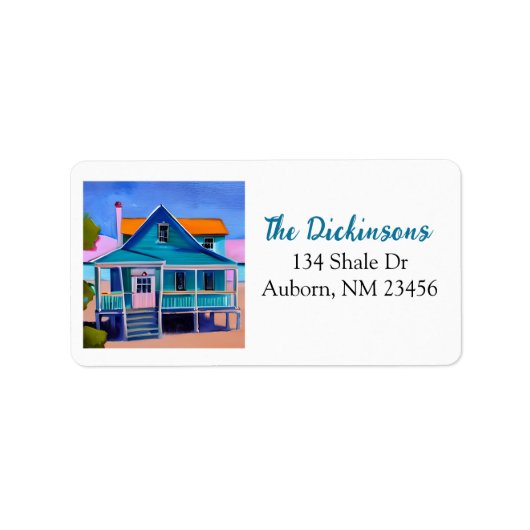 ブルー予測できなビーチハウス ラベル (正面)