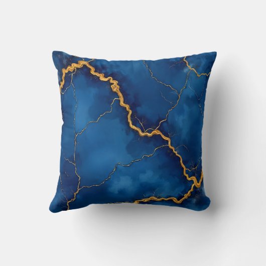 ブルー人気がある王室の金ゴールドマーブルコレクション クッション (裏面)