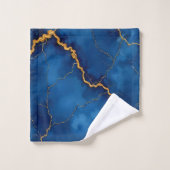 ブルー人気がある王室の金ゴールドマーブルコレクション バスタオルセット (ウォッシュタオル)