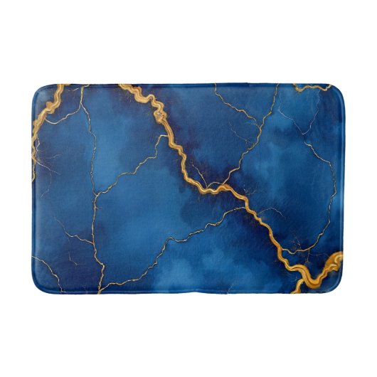 ブルー人気がある王室の金ゴールドマーブルコレクション バスマット (正面)