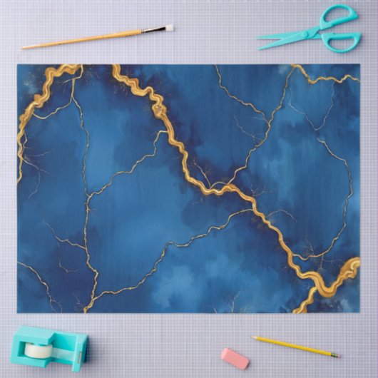 ブルー人気がある王室の金ゴールドマーブルコレクション 薄葉紙 (クラフト)