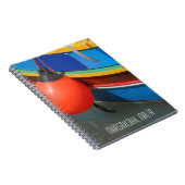 ブルー伝統的イエローストライプの魚釣りボートマルタ ノートブック (右側)