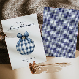 ブルー伝統的オーナメントクリスマスホリデーカード シーズンカード