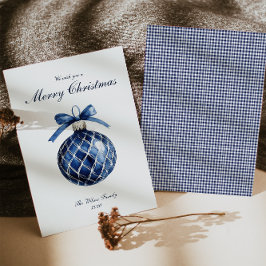 ブルー伝統的オーナメントクリスマスホリデーカード シーズンカード