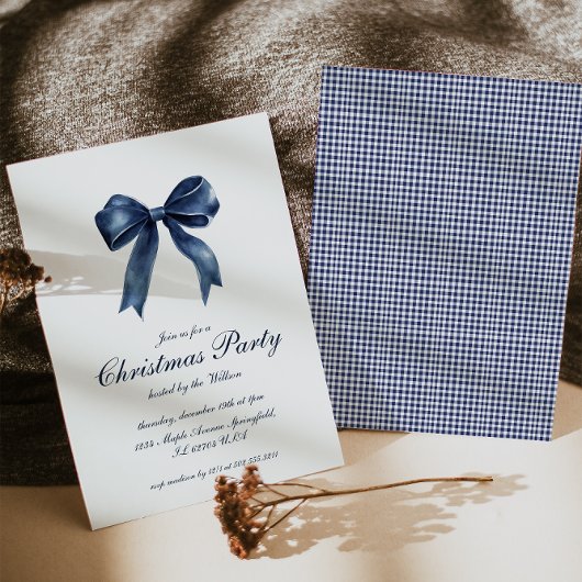 ブルー伝統的ノットクリスマスパーティー 招待状