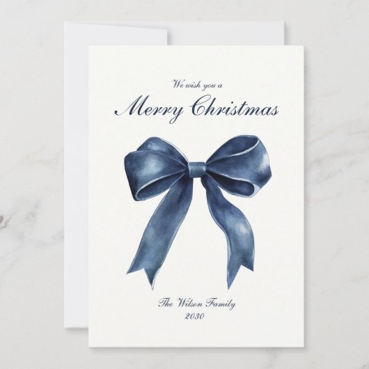 ブルー伝統的ノットクリスマスホリデーカード シーズンカード (正面)