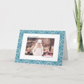 ブルー伝統的フェアアイルニットクリスマスフォト シーズンカード (正面)