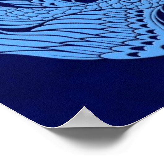 ブルー伝統的フェニックスサークル ポスター (角)