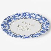 ブルー伝統的結婚の紙プレート ペーパープレート (アングル)