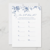 ブルー何歳だった彼女のブライダルシャワーゲームカード 招待状 (正面)