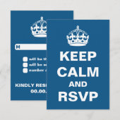ブルー保アム結婚式RSVP 出欠カード (正面/裏面)