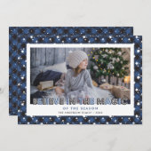 ブルー信じインザ魔法写真クリスマスカード シーズンカード (正面/裏面)