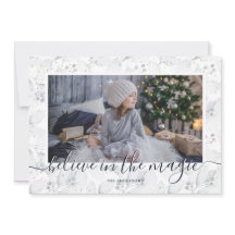 ブルー信じインザ魔法写真クリスマスカード
