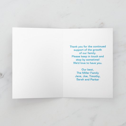 ブルー写真テンプレートキーリング新しいホームカード サンキューカード (内部)