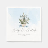 ブルー冬のベビーその冷たい外の赤ちゃんシャワー スタンダードカクテルナプキン (正面)