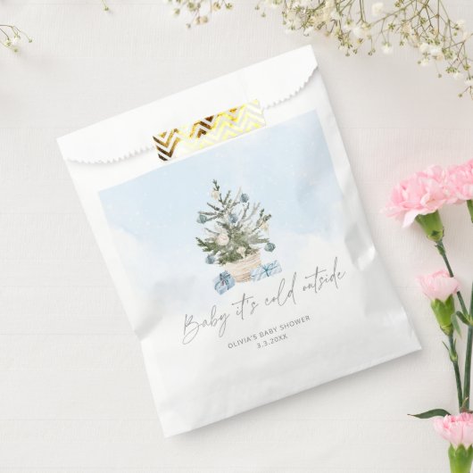 ブルー冬のベビーその冷たい外の赤ちゃんシャワー フェイバーバッグ (封をした状態)