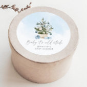 ブルー冬のベビーその冷たい外の赤ちゃんシャワー ラウンドシール