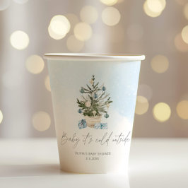 ブルー冬のベビーその冷たい外の赤ちゃんシャワー 紙コップ