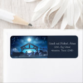 ブルー出生宗教的なクリスマス差出人住所 ラベル (インサイチュ)