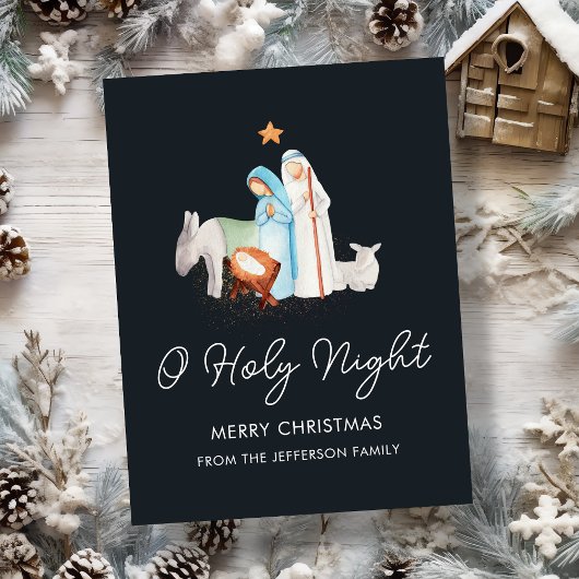 ブルー出生宗教的なクリスマス シーズンポストカード