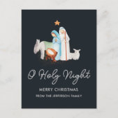 ブルー出生宗教的なクリスマス シーズンポストカード (正面)