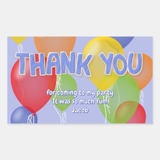 ブルー切り出しクッキーバルーン誕生日感謝していあなた 長方形シール (正面)