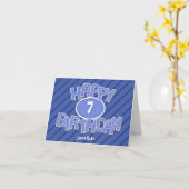 ブルー切り出しクッキーボーイズハッピーバースデー カード (黄色い花)